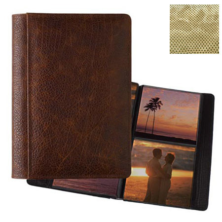 Raika #157 Handcrafted Leather 5x5 2-Up Album Gold