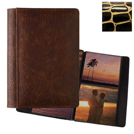 Raika #157 Handcrafted Leather 5x5 2-Up Album Black