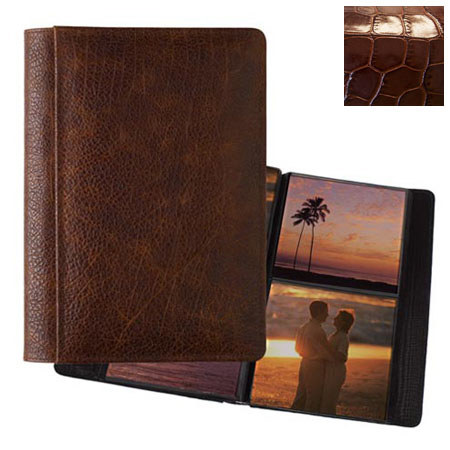 Raika #157 Handcrafted Leather 5x5 2-Up Album Brown