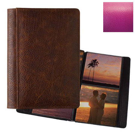 Raika #157 Handcrafted Leather 5x5 2-Up Album Magenta