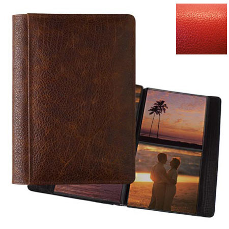 Raika #157 Handcrafted Leather 5x5 2-Up Album Red