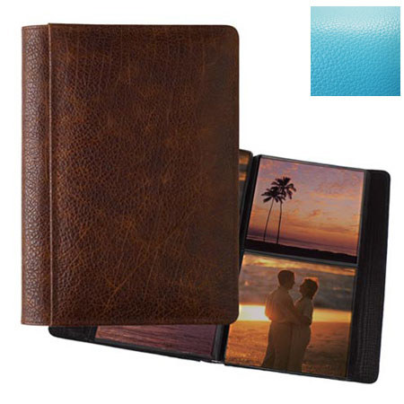 Raika #157 Handcrafted Leather 5x5 2-Up Album Turquoise