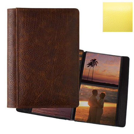 Raika #157 Handcrafted Leather 5x5 2-Up Album Yellow