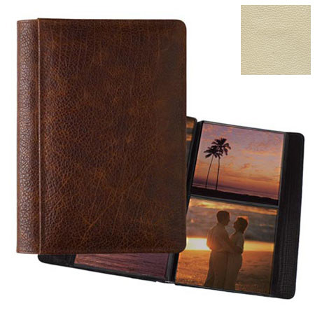 Raika #157 Handcrafted Leather 5x5 2-Up Album Beige