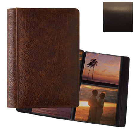 Raika #157 Handcrafted Leather 5x5 2-Up Album Brown