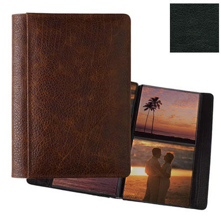 Raika #157 Handcrafted Leather 5x5 2-Up Album Black