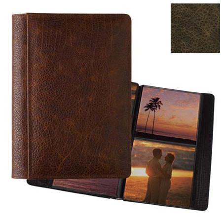 Raika #157 Handcrafted Leather 5x5 2-Up Album Brown