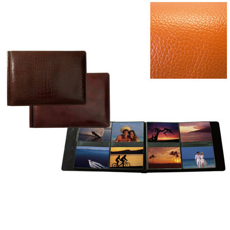 Raika #178 Handcrafted Leather 4x6 4-Up Album - Orange