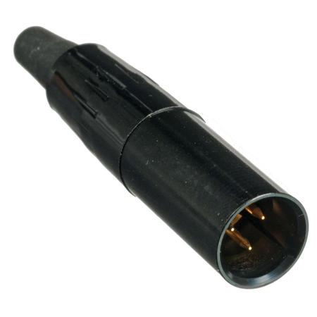 Remote Audio 3-Pin Male Mini-XLR Connector, Black Housing with Gold Contacts