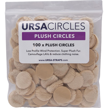 URSA Plush Fur Circles for Lavalier Microphones, 100-Pack Beige