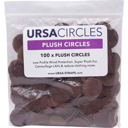 URSA Plush Fur Circles for Lavalier Microphones, 100-Pack Brown