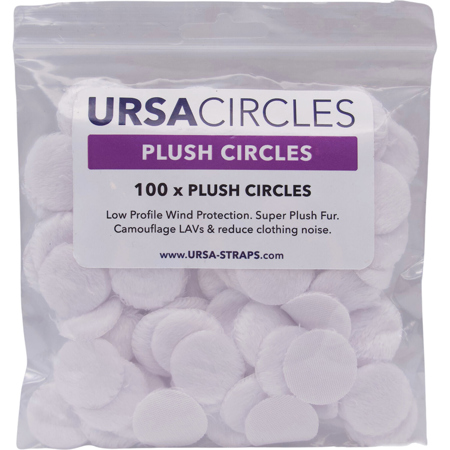 URSA Plush Fur Circles for Lavalier Microphones, 100-Pack White
