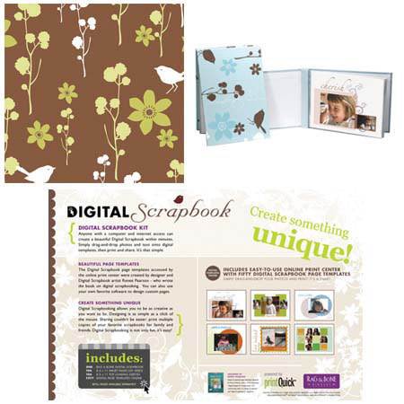 Rag & Bone Bindery Rag & Bone Digital Scrapbook, Refillable Inkjet Album with 10 Plastic Pocket Pages & Ten 8.5x11" Dual Sided Matte Archival Sheets, Brown Garden Cover