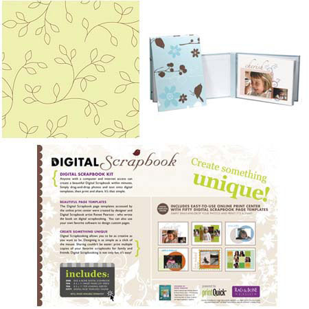 Rag & Bone Bindery Rag & Bone Digital Scrapbook, Refillable Inkjet Album with 10 Plastic Pocket Pages & Ten 8.5x11" Dual Sided Matte Archival Sheets, Green Arbor Cover