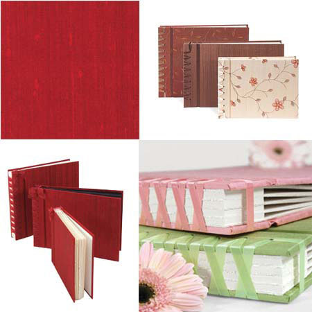 Rag & Bone Bindery Rag & Bone Paper Page Album, Small Bound Book with 40 Blank Heavy Weight, Archival 8.5" x 9.25" White Pages, Red Rose Cover