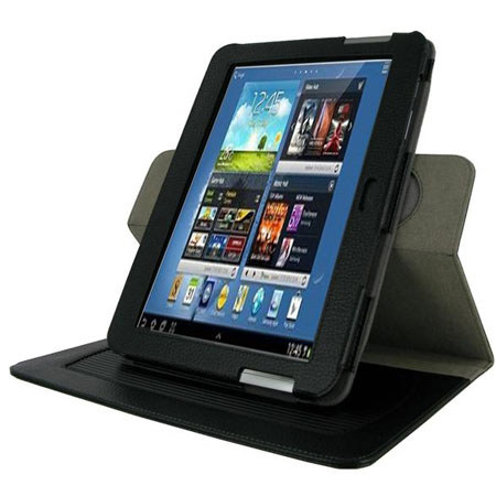 rooCASE Dual-Axis Leather Case Cover for Samsung Galaxy Note 10.1 Tablet, Black