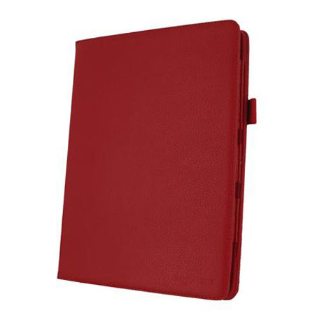 rooCASE Dual-Axis Leather Case Cover for Transformer Pad Infinity TF700T, Red
