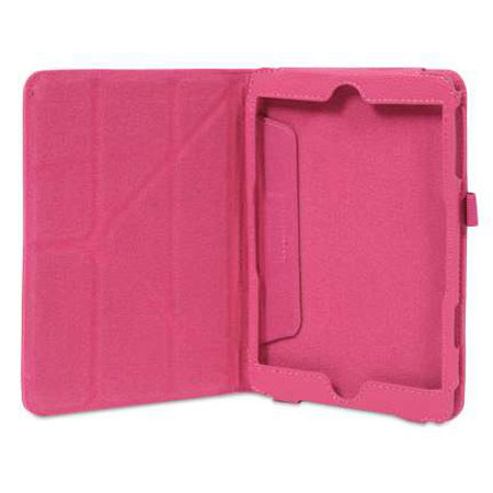 rooCASE Origami Dual-View Vegan Leather Case Cover for iPad Mini, Magenta