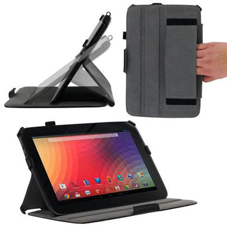 rooCASE Slim-Fit Vegan Leather Folio Case for Google Nexus 10, Black