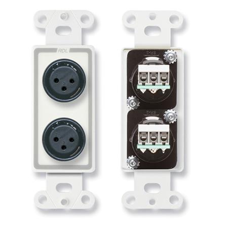 RDL D-XLR2F Decora Wall Plate with Dual XLR 3-Pin Female Connectors, Terminal Block Connections, White