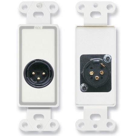 RDL D-XLR3M Decora Wall Plate with XLR 3-Pin Male Connectors, White