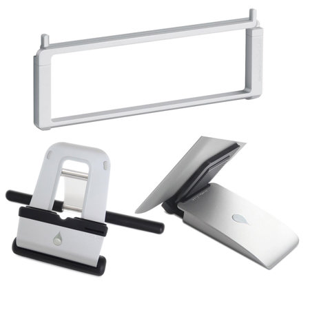 Rain Design Office-On-the-Go Bundle with 3" mBar Pro Foldable Laptop Stand (Silver), iRest Lap Stand, and iSlider iPad Adjustable Stand