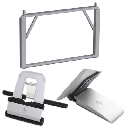 Rain Design Office-On-the-Go Bundle with 5" mBar Pro+ Foldable Laptop Stand (Space Gray), iRest Lap Stand, and iSlider iPad Adjustable Stand