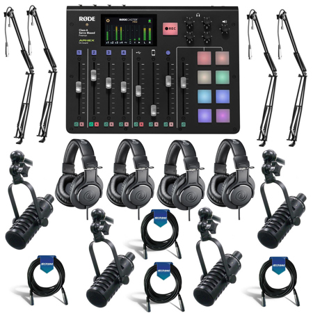 Rode Rodecaster Pro II Podcast Production Console with Boom Arm - Bundle