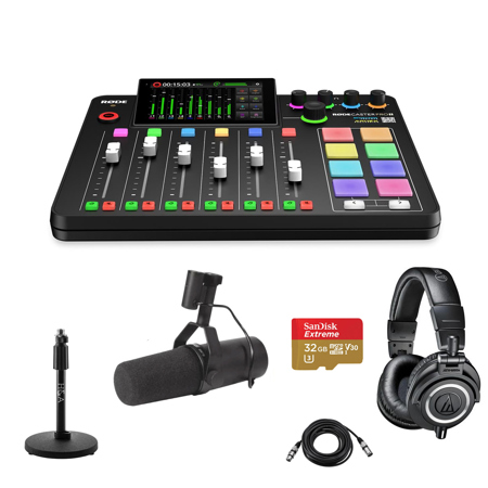 Rode RodeCaster Pro II Production Studio w/SM7B Mic, Stand & Headphone, 1 User