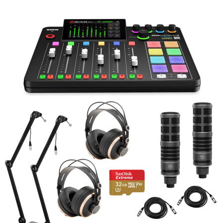 Rode RodeCaster Pro II Production Studio w/TAP300 Mic, Arm, Headphone, 2 User