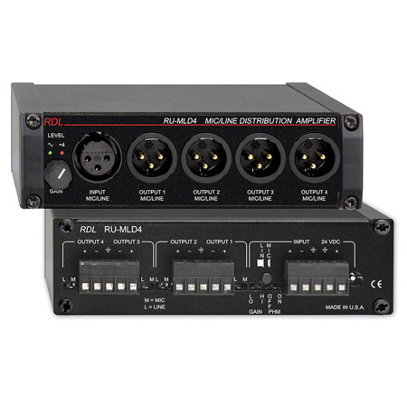 RDL RU-MLD4 1x4 Microphone/Line Distribution Amplifier