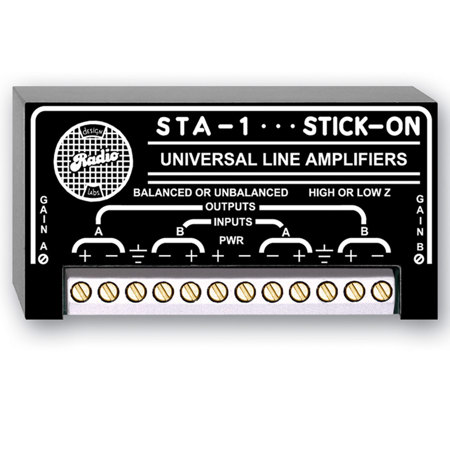 RDL Stick-On Series STA-1 Dual Channel Electronic Transformer/Line Amplifier