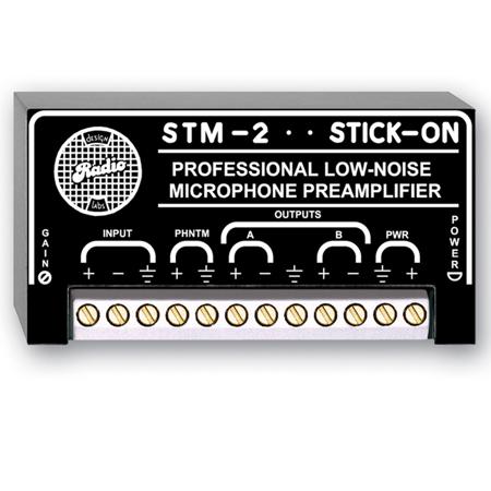 RDL STM-2 Adjustable Gain 1-Channel Low-Noise Microphone Preamplifier with Dual Outputs, 35 to 65 dB Gain