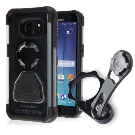 Rokform 50mm Motorcycle Fork Clamp Phone Mount Kit with Clear Galaxy S7 Case