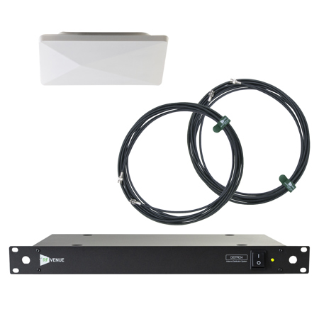RF Venue DISTRO4 4-Channel Antenna Distribution System with Diversity Architectural Antenna and 25' RG8X Antenna Cable