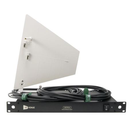 RF Venue DISTRO4 RF & DC 4-Ch Distribution System, Diversity Fin, Cables, White