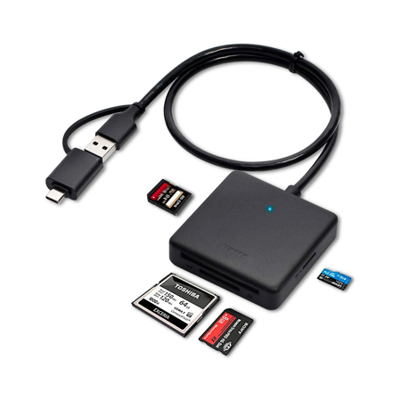 BENFEI 4-in-1 USB & USB-C to SD/microSD/TF Memory Card Reader, Black