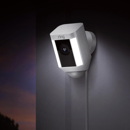Ring Indoor/Outdoor 1080HD Wired Security Camera with LED Spotlight, White