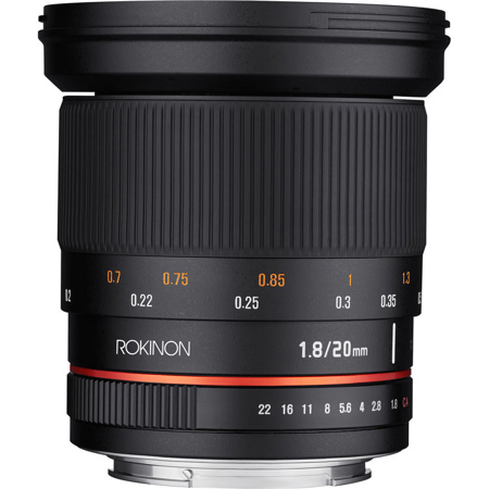 Rokinon 20mm f/1.8 ED AS UMC Wide Angle Lens for Nikon F Mount with Automatic Chip