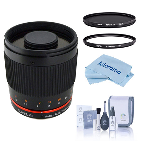 Rokinon Reflex 300mm f/6.3 ED UMC CS Lens for MFT with 58mm UV and CPL Filters
