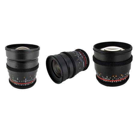 Rokinon Canon EF-Mount Three Cine Lens Bundle w/24mm 35mm & 85mm EF Lenses