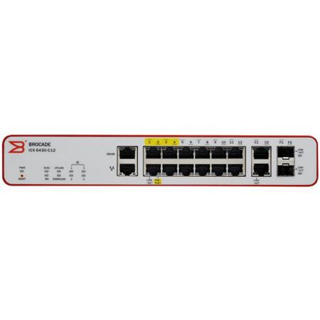 Ruckus ICX 6430 12-Port Switch,2x RJ-45 Uplink, 2x 1GbE SFP, 4x PoE,2x PoE+,100W