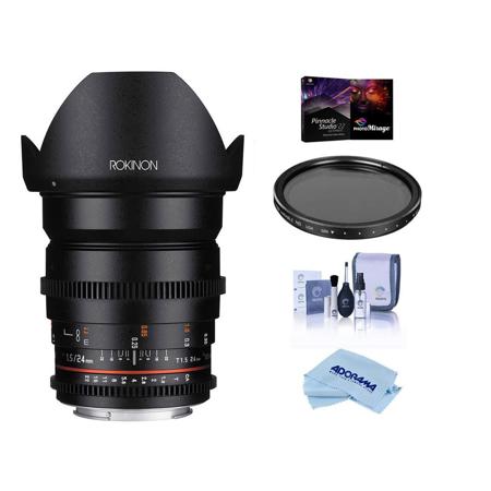 Rokinon 24mm T1.5 Cine DS Lens for Nikon Mount W/Tiffen VND Filter And More