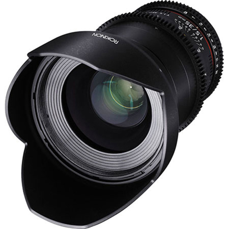 Rokinon 35mm T1.5 Cine VDSLR Wide-Angle Lens for Nikon F Mount, Hybrid Aspherical Lens Element, 12" Minimum Focusing Distance