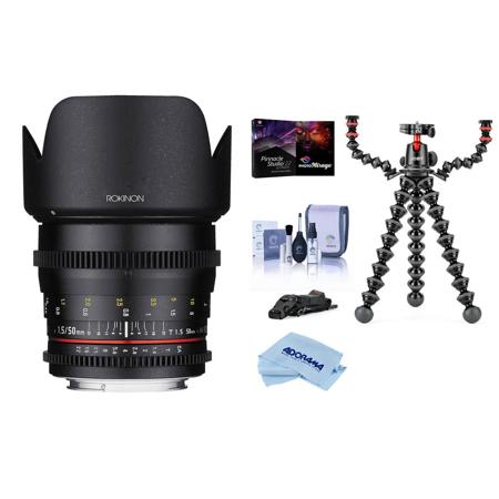 Rokinon 50mm T1.5 Cine DS Lens for Canon EF Mount With Joby GorillaPod Rig/More