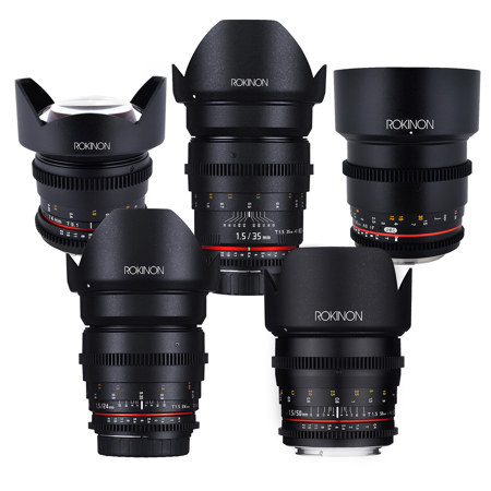Rokinon 24mm, 35mm, 50mm, 85mm 14mm Cine DS 5-Lens Kit