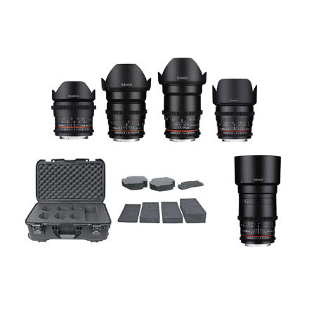 Rokinon 24mm, 35mm, 50mm, 85mm T1.5, 16mm T2.2 Cine DS 5-Lens Kit for MFT w/Case