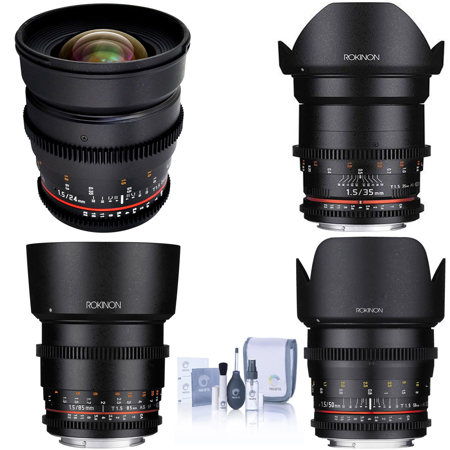 Rokinon 24, 35, 50, 85mm T1.5 Cine DS Lens Bundle for Micro Four Thirds (MFT)