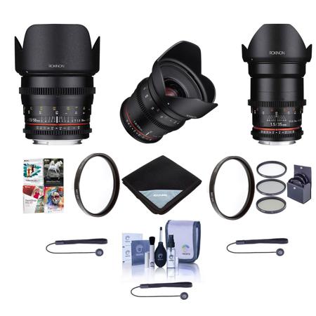 Rokinon Cine DS Lens Bundle for Sony E-MT 50mm T1.9/35mm/50mm T1.5 Lenses Bundle