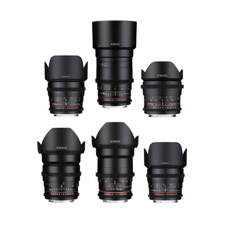 Rokinon 16mm T2.2, 24mm, 35mm, 50mm, 85mm T1.5, 135mm Cine DS 6-Lens Kit for MFT